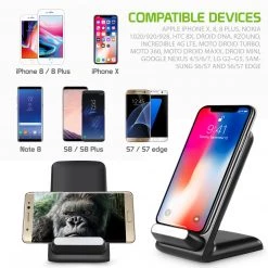QI700 - 2 Coil Qi Wireless Charger (10Watt/2.1Amp), Wireless Charging Stand For Samsung Galaxy Note 8, Galaxy S8/S8 Plus, Apple IPhone X, 8/8 Plus And All Wireless (Qi) Enabled Devices – By Cellet - Black Full Catalog