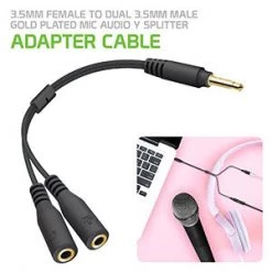 GoCellet CN35MICHEAD - Male To 2 X 3.5mm Female Headphone Splitter [ Mic + Audio] Combo Jack Device