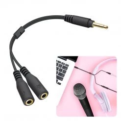 GoCellet CN35MICHEAD - Male To 2 X 3.5mm Female Headphone Splitter [ Mic + Audio] Combo Jack Device