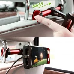 Full Catalog PH350RD - Universal Back Seat Headrest Tablet/Phone Mount Holder With 360 Degree Rotation For Apple IPad/Pro/Mini, IPhone X/8/8 Plus, Galaxy Tab S3, Note 8, Surface Pro 4, Etc. (fits Up To 8”) By Cellet - Red
