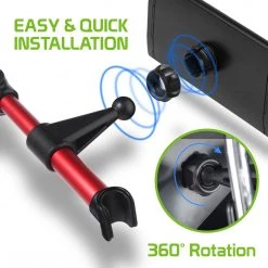 Full Catalog PH350RD - Universal Back Seat Headrest Tablet/Phone Mount Holder With 360 Degree Rotation For Apple IPad/Pro/Mini, IPhone X/8/8 Plus, Galaxy Tab S3, Note 8, Surface Pro 4, Etc. (fits Up To 8”) By Cellet - Red