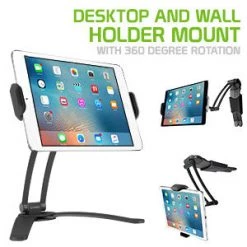 Full Catalog PHTAB43CNBK - Desktop And Wall Holder Mount With 360 Degree Rotation For Apple IPad Pro 10.5, Pro 9.7, IPad Mini 4, Samsung Galaxy Tab S3, Amazon Fire HD And More - Black - By Cellet