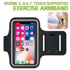 Cellet Full Catalog NEOIPH8BK - IPhone SE (2020), Xs, 8 & 7, Armband - Touch Supported (Fingerprint Access Is Not Supported) Exercise Armband With Key Holder And Adjustable Velcro Band