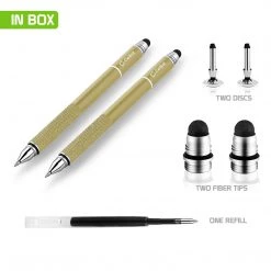 Full Catalog PENDISCGD - 3 In 1 Stylus Pen (Ballpoint Pen, Precision Clear Disc Pen, Capacitive Stylus Pen), 2 Stylus Pens With Replacement Tips For Apple IPads, IPhones, Tablets, Androids And More By Cellet - Gold