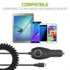 PMICRO1BK - High Powered 5 Watt (1 Amp) Micro USB Coiled Cable (5.7 Ft.) Car Charger By Cellet - Black Full Catalog