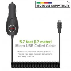 PMICRO1BK - High Powered 5 Watt (1 Amp) Micro USB Coiled Cable (5.7 Ft.) Car Charger By Cellet - Black Full Catalog