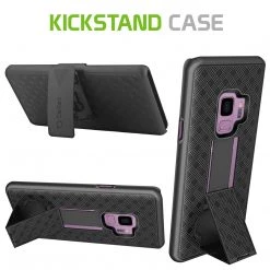 Full Catalog HLSAMS9 - Shell Holster Kickstand Case With Spring Belt Clip For Samsung Galaxy S9 – Black – By Cellet
