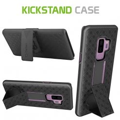 HLSAMS9P - Shell Holster Kickstand Case With Spring Belt Clip For Samsung Galaxy S9 Plus – Black – By Cellet