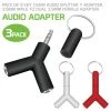 GoCellet Full Catalog CNY23 - 3 Pack Key Chain Aux Audio Sound Splitter 3.5mm Male To Dual 3.5mm Female Adapter