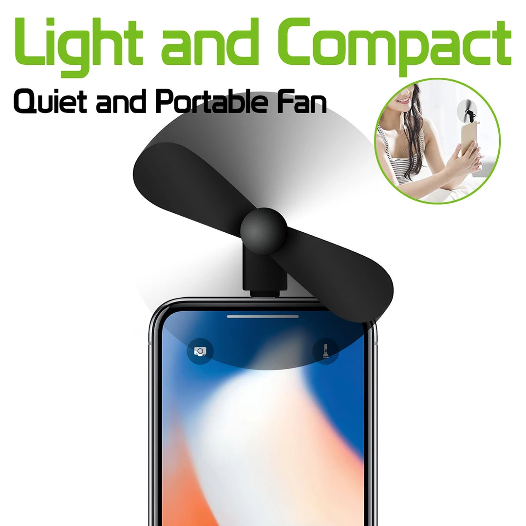Cellet Full Catalog FANLIGHTNING - Portable Mini USB Fan For Apple IPhone X, 8/8 Plus, 7/7 Plus, IPod Touch And More 8 Pin Lightning Devices - Black 5 Cellet Full Catalog FANLIGHTNING - Portable Mini USB Fan For Apple IPhone X, 8/8 Plus, 7/7 Plus, IPod Touch And More 8 Pin Lightning Devices - Black