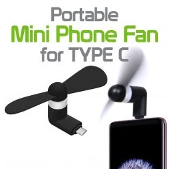 Cellet Full Catalog FANUSBC - Portable Mini USB Fan For Samsung Galaxy S9/S9 Plus, S8/S8 Plus, Galaxy Note 8 And More USB C Enabled Devices - Black