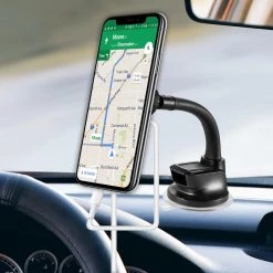 RHSUMAG100 - Magnetic Dashboard/Windshield Mount, Extra Strength Magnetic Car Dashboard/Windshield Mount With Flexible Gooseneck And Reusable Sticky Suction Pad For Smartphones By Cellet