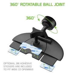 RHCD100 - CD Slot Phone Mount With 360 Degree Cradle Rotation And Stabilizing Knob For Samsung Galaxy S9/S9 Plus, S8/S8 Plus, Galaxy Note 8, Apple IPhone X, 8/8 Plus, And More – By Cellet