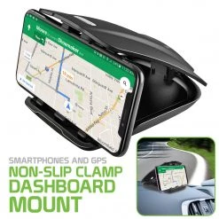 RHD100 - One Hand Insert Dashboard Phone Holder, Non-Slip Clamp Dashboard Mount For Apple IPhone X, 8/8 Plus, Samsung Galaxy S9/S9 Plus, S8/S8 Plus, Samsung Galaxy Note 8, GPS And More – By Cellet