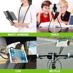 Full Catalog PHNEC - Multifunctional Holder For Tablets And Smartphones Up To 4-10” With 360 Degree Rotation And Magnetic Plate, Lazy Holder For Neck And Waist Hanging - By Cellet