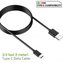 Cellet DCA33XBK - Durable 3.3ft (1m) Type C Data Cable, Fast Charging (2.4Amp)/Data Sync Cable For Samsung Galaxy S9/S9 Plus, Galaxy Note 8, Google Pixel 2XL, LG V30 And Other Devices – Black Full Catalog