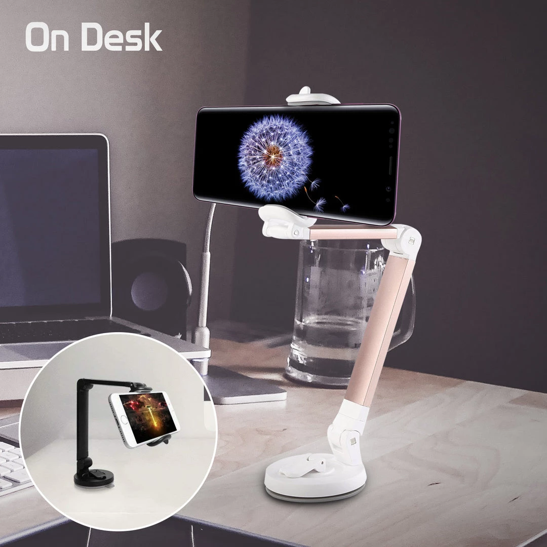 PH118EBK - Desktop Phone Mount With 360 Degree Rotation And Adjustable Folding Arms For Samsung Galaxy Note 9, S9/S9 Plus, S8/S8 Plus, Apple IPhone XS Max, XR, X, 8/8 Plus, Google Pixel 2XL, LG V30 And More – Black - By Cellet Full Catalog 3 PH118EBK - Desktop Phone Mount With 360 Degree Rotation And Adjustable Folding Arms For Samsung Galaxy Note 9, S9/S9 Plus, S8/S8 Plus, Apple IPhone XS Max, XR, X, 8/8 Plus, Google Pixel 2XL, LG V30 And More – Black - By Cellet Full Catalog