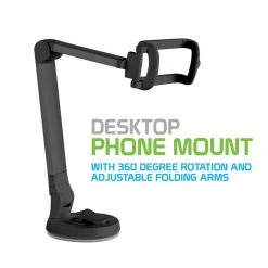 PH118EBK - Desktop Phone Mount With 360 Degree Rotation And Adjustable Folding Arms For Samsung Galaxy Note 9, S9/S9 Plus, S8/S8 Plus, Apple IPhone XS Max, XR, X, 8/8 Plus, Google Pixel 2XL, LG V30 And More – Black - By Cellet Full Catalog