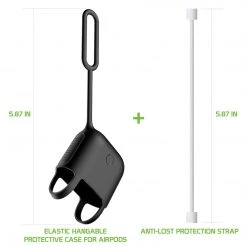 Full Catalog SCPODBK - AirPods Case, Protective Silicone Case Cover For AirPods (AirPods Strap Included) By Cellet - Black