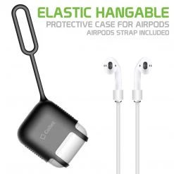 Full Catalog SCPODBK - AirPods Case, Protective Silicone Case Cover For AirPods (AirPods Strap Included) By Cellet - Black