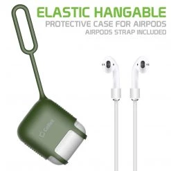 SCPODGR - AirPods Case, Protective Silicone Case Cover For AirPods (AirPods Strap Included) By Cellet - Green