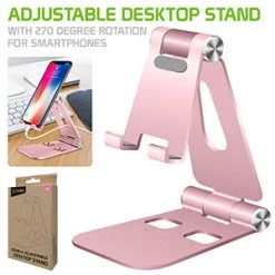 GoCellet PHALURG - Rose Gold Desktop Phone Stand Smartphone Holder Mount, Durable Easy Folding.