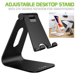 GoCellet Full Catalog PHALUBK - Adjustable Desktop Stand, Heavy Duty Adjustable Aluminum Stand With 270 Degree Rotation For Smartphones, Tablets, IPads And Nintendo Switch – Black