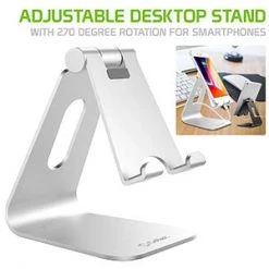 GoCellet Full Catalog PHALUSL - Table Desktop Phone Stand Smartphone Holder, Portable Resilient Aluminum -Silver