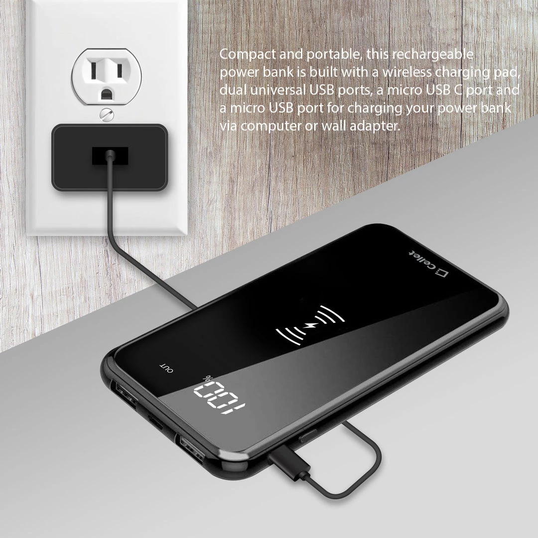 GoCellet QI1000BK -Wireless Portable Charger 10000 MAh Power Bank, Built In USB/USB C/Micro USB Ports Full Catalog 8 GoCellet QI1000BK -Wireless Portable Charger 10000 MAh Power Bank, Built In USB/USB C/Micro USB Ports Full Catalog