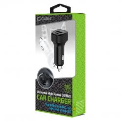 PQC3036BK - Dual USB Car Charger, Universal High Power 36Watt Dual (USB A & USB C) Port Car Charger With Quick Charge 3.0 By Cellet - Black Full Catalog