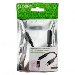 GoCellet DCAFEMB -USB C To 3.5mm Female Headphone Adapter, Heavy Duty Nylon Braided Audio Converter