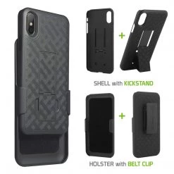 GoCellet HLIPHXSM- IPhone XS Max Belt Clip Holster & Shell Case With Kickstand Heavy Duty Protection