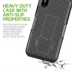 GoCellet HLIPHXSM- IPhone XS Max Belt Clip Holster & Shell Case With Kickstand Heavy Duty Protection
