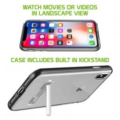 Cellet Wholesale Full Catalog CCIPHX68BK - IPhone X, Slim Transparent Case With TPU Frame And Built-In Kickstand For Apple IPhone X By Cellet – Black/Clear