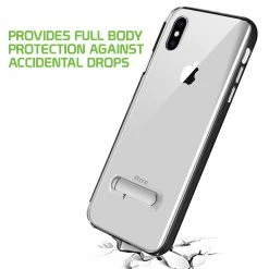 Cellet Wholesale Full Catalog CCIPHX68BK - IPhone X, Slim Transparent Case With TPU Frame And Built-In Kickstand For Apple IPhone X By Cellet – Black/Clear