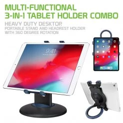 GoCellet PHTAB5003 - Multi-Functional 3-in-1 Tablet Holder Combo, Heavy Duty Desktop, Portable Stand And Headrest Holder With 360 Degree Rotation For IPads And Tablets - Black 25 GoCellet PHTAB5003 - Multi-Functional 3-in-1 Tablet Holder Combo, Heavy Duty Desktop, Portable Stand And Headrest Holder With 360 Degree Rotation For IPads And Tablets - Black