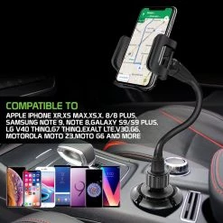GoCellet PH650G - Heavy Duty Smartphone Mount, Cup Holder Mount With Flexible Gooseneck And 360 Degree Rotation For Smartphones By Cellet