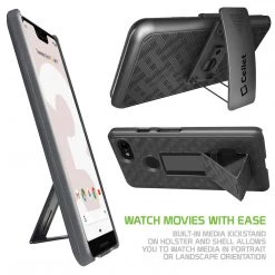 GoCellet HLGOOPX3- Belt Clip Holster & Shell Case With Kickstand Heavy Duty Protection - Google Pixel 3