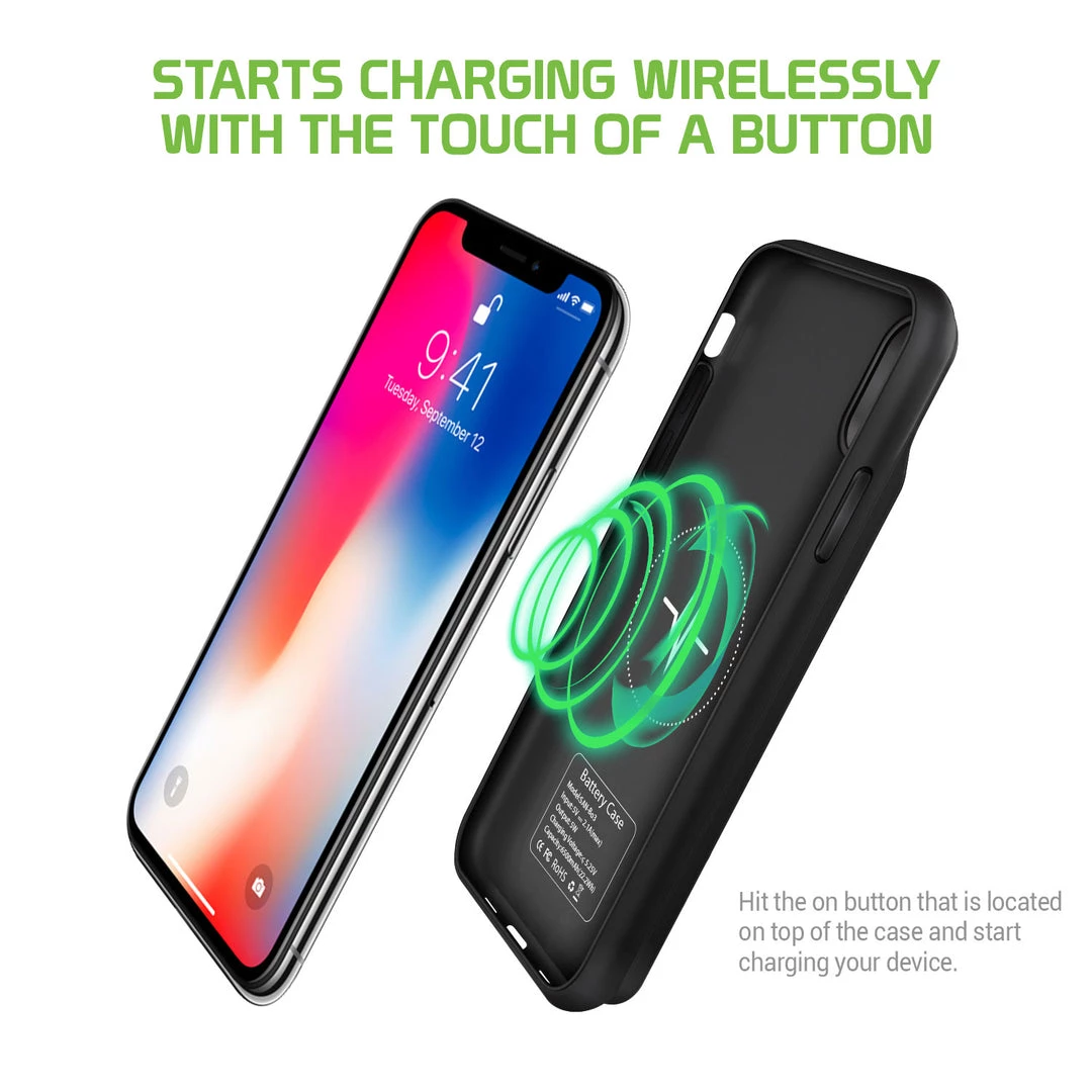 Cellet BWIPHXS - IPhone XS Wireless Charging Case, 5000mAh Rechargeable External Wireless Power Case For Apple IPhone XS - Black 4 Cellet BWIPHXS - IPhone XS Wireless Charging Case, 5000mAh Rechargeable External Wireless Power Case For Apple IPhone XS - Black