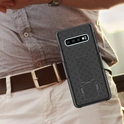 GoCellet HLSAMS10 - Belt Clip Holster & Shell Case With Kickstand Heavy Duty Protection - Galaxy S10