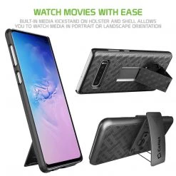 GoCellet HLSAMS10 - Belt Clip Holster & Shell Case With Kickstand Heavy Duty Protection - Galaxy S10