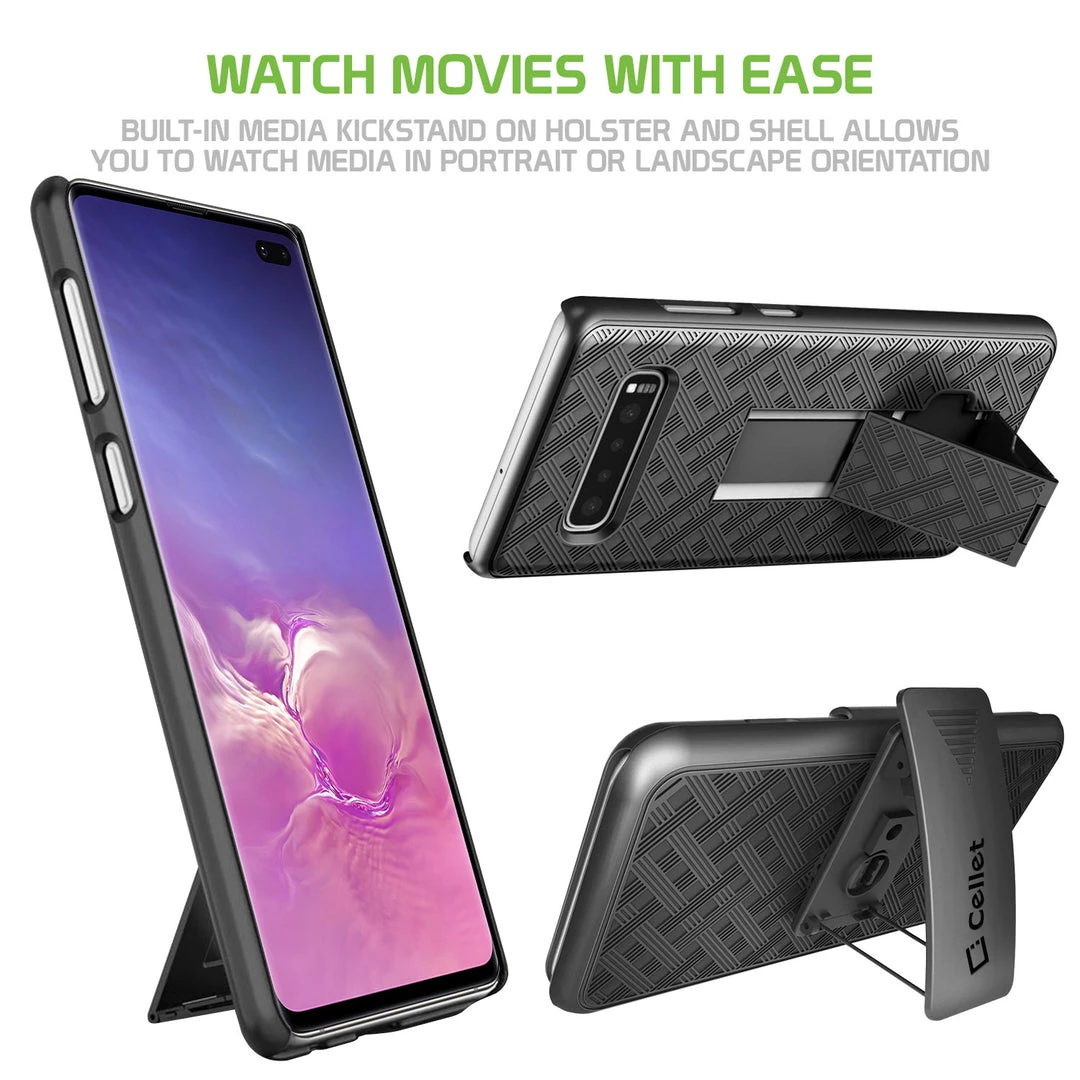 GoCellet HLSAMS10P - Belt Clip Holster & Shell Case With Kickstand Heavy Duty Protection - Galaxy S10 Plus Full Catalog 4 GoCellet HLSAMS10P - Belt Clip Holster & Shell Case With Kickstand Heavy Duty Protection - Galaxy S10 Plus Full Catalog