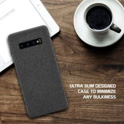 Full Catalog CCSAMS10PBK - Samsung Galaxy S10 Plus Case, Durable Slim Fabric Case For Samsung Galaxy S10 Plus - By Cellet - Black