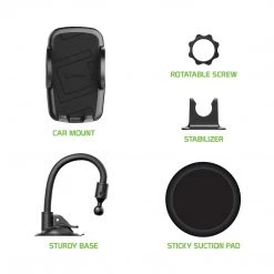 GoCellet Full Catalog PHLNG- 2-in-1 Windshield Cell Phone Holder & Dashboard Car Mount Cradle, Goose-Neck Design