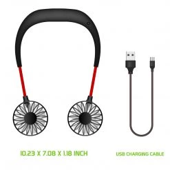 GoCellet FANNECBK- Cellet Portable Hands-free USB Rechargeable Neck Fan With 3 Speed Control And 360 Degree Rotation, Personal Cooling Fan For Camping, Traveling, Amusement Parks, Concerts, Sports And Other Outdoor/Indoor Activities - Black