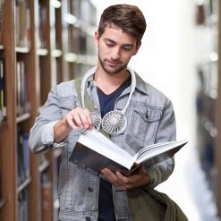 GoCellet FANNECBK- Cellet Portable Hands-free USB Rechargeable Neck Fan With 3 Speed Control And 360 Degree Rotation, Personal Cooling Fan For Camping, Traveling, Amusement Parks, Concerts, Sports And Other Outdoor/Indoor Activities - Black