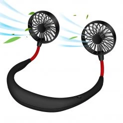 GoCellet FANNECBK- Cellet Portable Hands-free USB Rechargeable Neck Fan With 3 Speed Control And 360 Degree Rotation, Personal Cooling Fan For Camping, Traveling, Amusement Parks, Concerts, Sports And Other Outdoor/Indoor Activities - Black