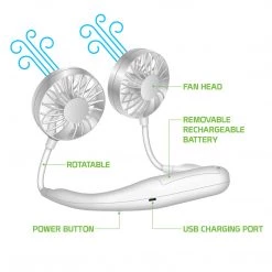 Full Catalog FANNECWT - Cellet Portable Hands-free USB Rechargeable Neck Fan With 3 Speed Control And 360 Degree Rotation, Personal Cooling Fan For Camping, Traveling, Amusement Parks, Concerts, Sports And Other Outdoor/Indoor Activities - White