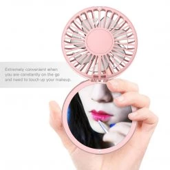 GoCellet Full Catalog FAN200 - Multi-Purpose Compact Mini Fan With Mirror, 2 In 1 Portable USB Powered Foldable Handheld Mini Fan With Mirror And 3 Different Speeds