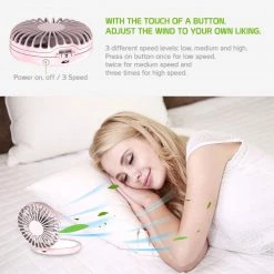 GoCellet Full Catalog FAN200 - Multi-Purpose Compact Mini Fan With Mirror, 2 In 1 Portable USB Powered Foldable Handheld Mini Fan With Mirror And 3 Different Speeds